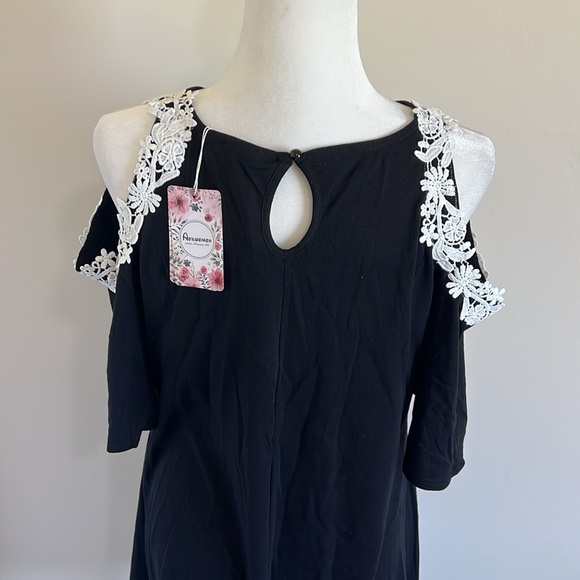 NWT, Large Aoxwomen Cold Shoulder Crewneck Pullover Mini Dress with Pockets. - Picture 6 of 12